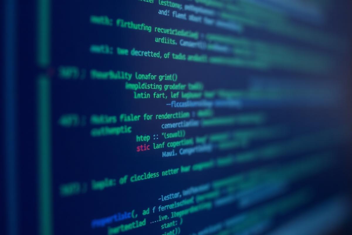 Application source code on a screen, illustrating software engineering work